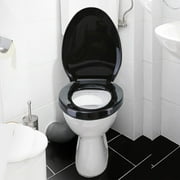 Black Slow Close Toilet Seat Elongated Plastic Soft Close No Slam Oval Toilet Seat w/Non Slip Seat Bumpers, Adjustable Hinges Renovators Supply