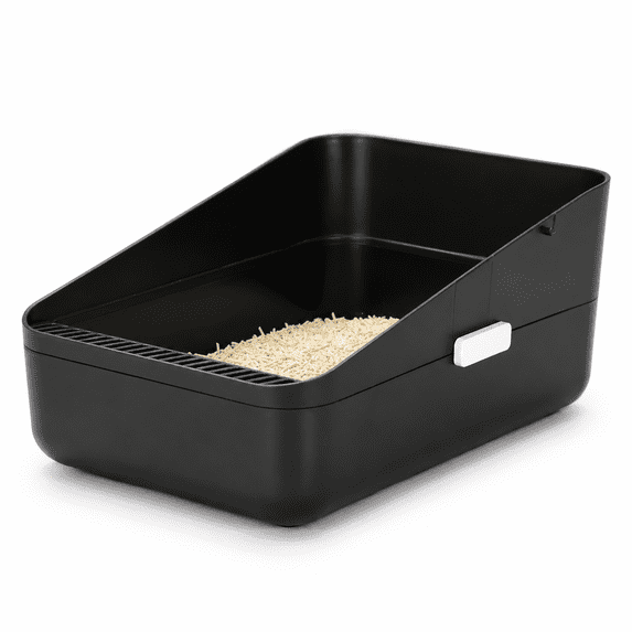 Black Small Cat Litter Box For Cats Under 8 Lbs, Modern Minimalist Design