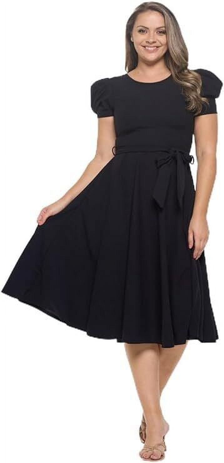 Maggy London Midi Dress Maggy London Women's Fit & Flare Midi Dress - Short  Puff Sleeves, Smocked Waist, Floral Print, 95% Polyester 5% Spandex London  Times Dress