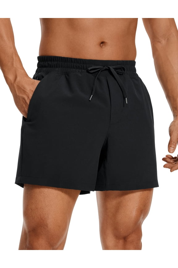 Black Small Men's Linerless Athletic Workout Shorts 5 Inch Inseam