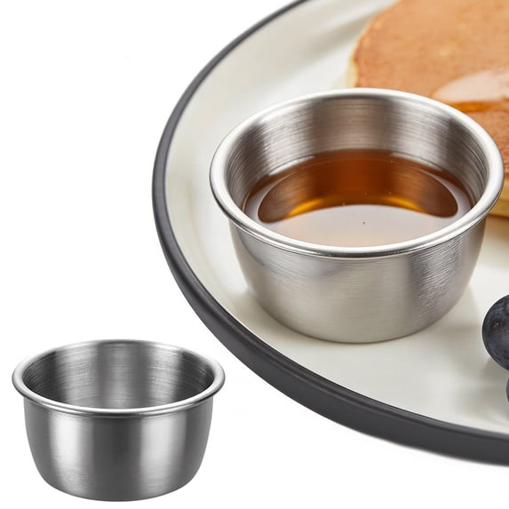 Black Small Stainless Steel Dipping Bowls, Condiment Cups for Soy Sauce Salad Dressing, Durable Serving Containers for Parties Everyday, 2X2In