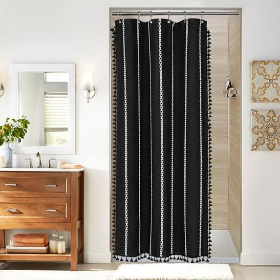 Black Small Stall Shower Curtain 36 x 72, Half Size Narrow Polyester ...