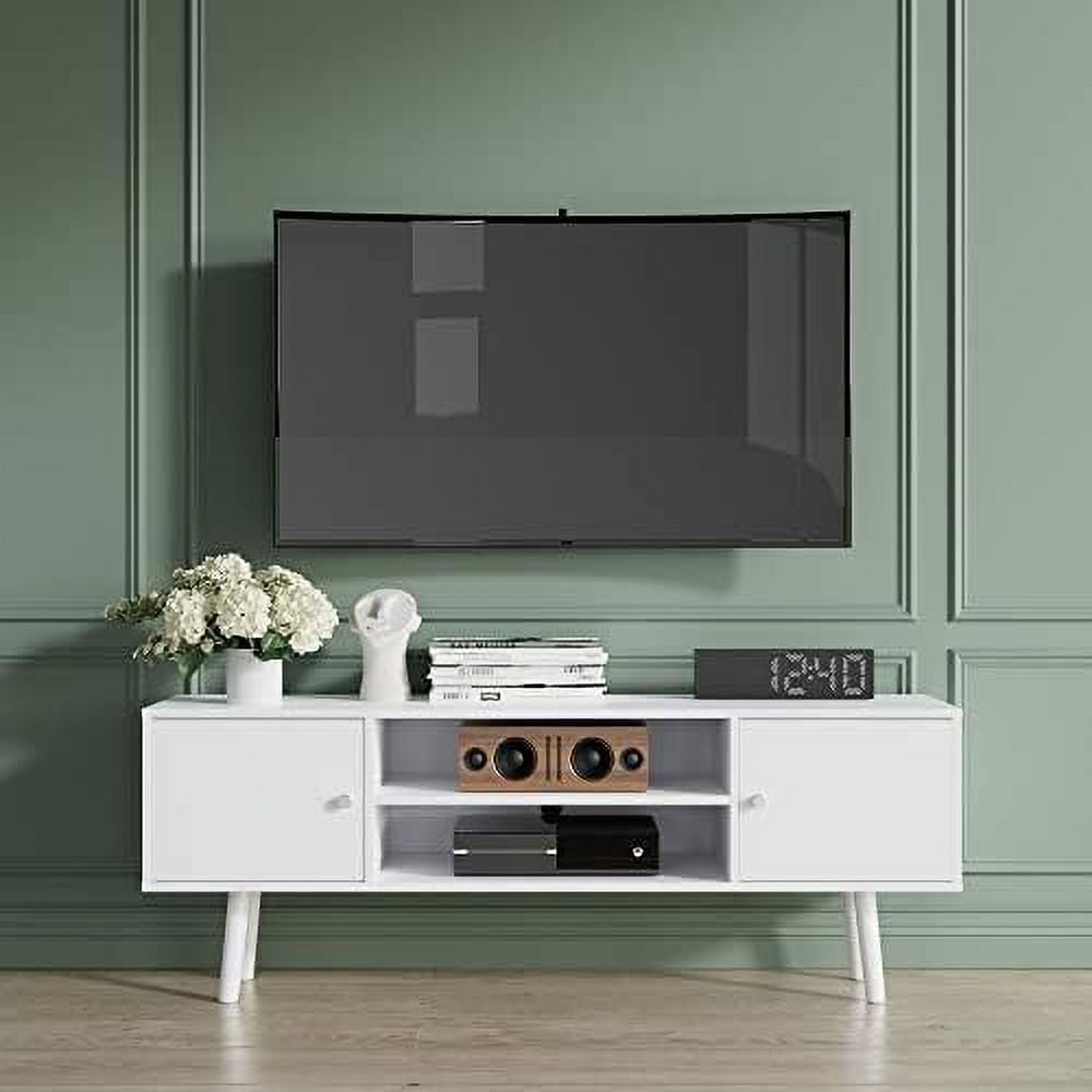 Black Small TV Stand for 50 inch TV Modern Entertainment Center with