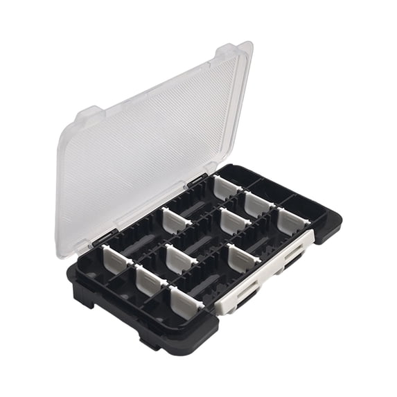 Black Small Tackle Box 1 Pack, Adjustable Fishing Accessory and Lure Organizer with Removable Dividers, Compact Tackle Storage Tray 6.89 x 4.13 x 0.79 Inch for Fishing Gear