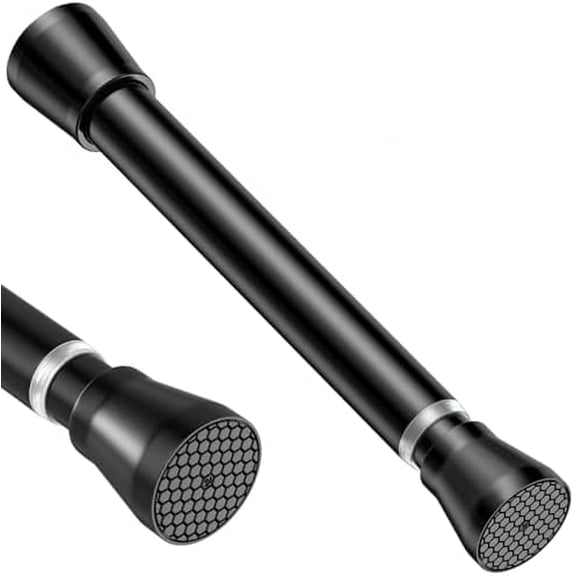 Black Small Tension Curtain Rod 16 to 26 Inch,7/8" inch Adjustable Short Curtain Rod No Drilling,Spring Curtain Rod for Windows Kitchen Closet Doorway