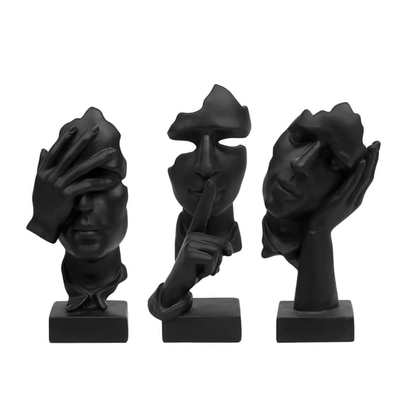 Black Small Three Thinker Abstract Art Sculpture Decor for Home Office Study