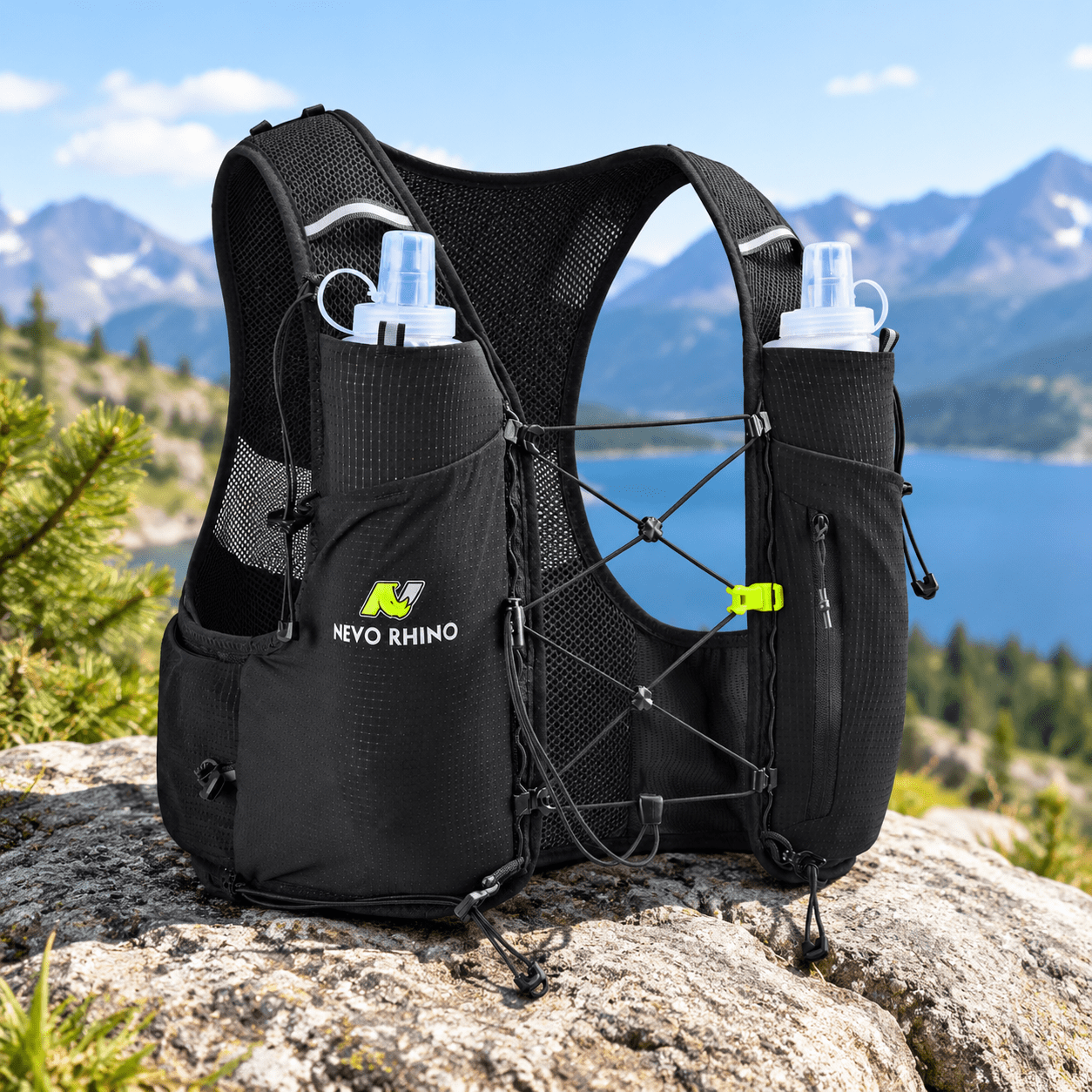 Lit Hydrations Black Small Ultralight Running Hydration Vest with 2 500ml TPU Soft ...