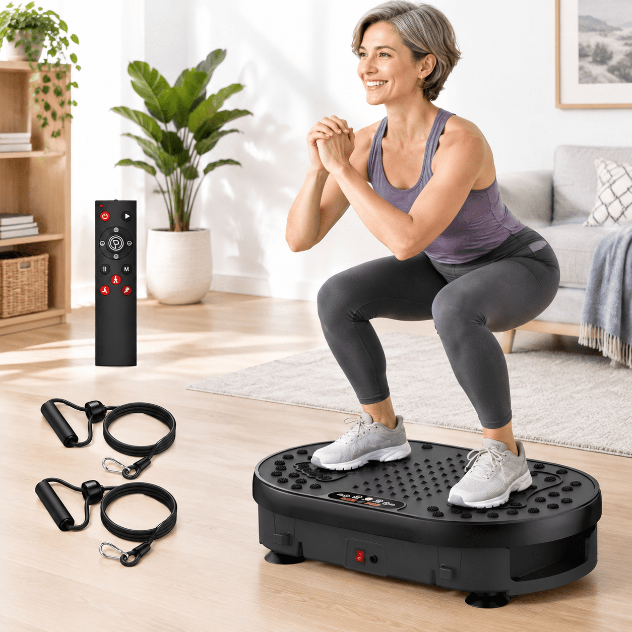 Machine Exercies Black Small Vibration Plate Exercise Machine with 9 Modes and 120 ...