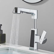 Black Smart Bathroom Basin Faucet with Display Pull Out Sink Faucet Hot and Cold Water Mixer Deck Installation Electronic Tap