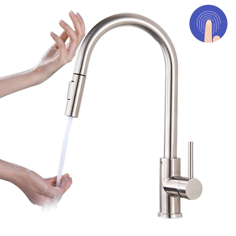 Black Smart Sensor Kitchen Faucet Pull Out Kitchen Taps Single Handle ...