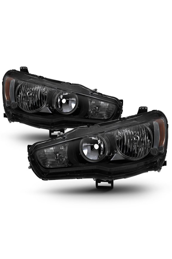 Black Smoke 2008-2017 Lancer 08-15 Evolution EVO X Halogen Headlights Headlamps