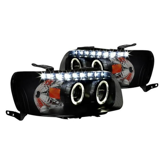 Black & Smoke Dual Halo Projector Headlights with LED DRL for 2005-2007 Ford Escape