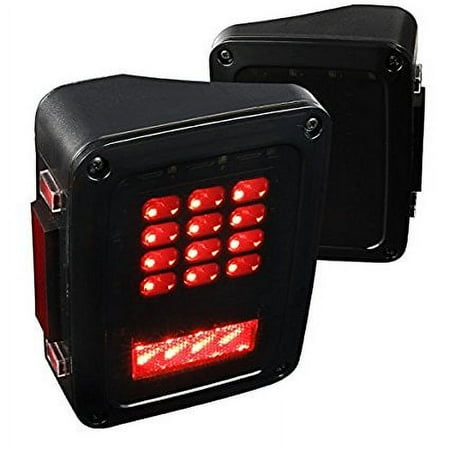 Black Smoke Jeep Wrangler SMD Full LED Tail Lights Turn Signal Rear Brake Lamps