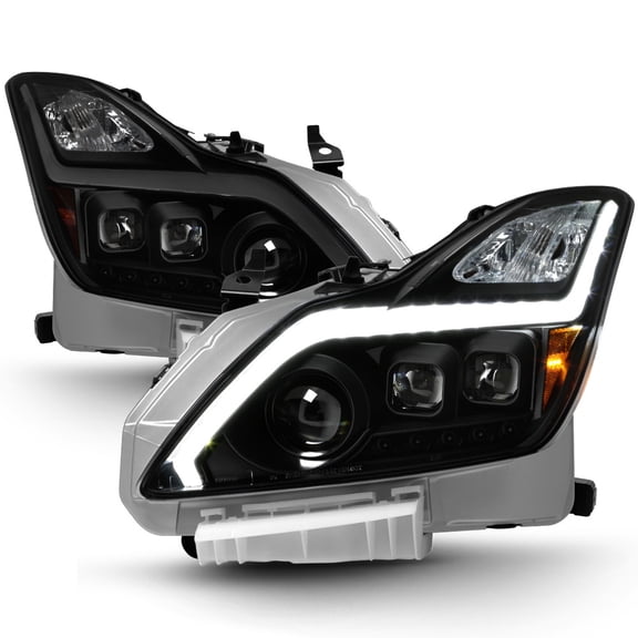 Black Smoke LED DRL Sequential Projector Headlights For 2008-2015 G37/Q60 Coupe