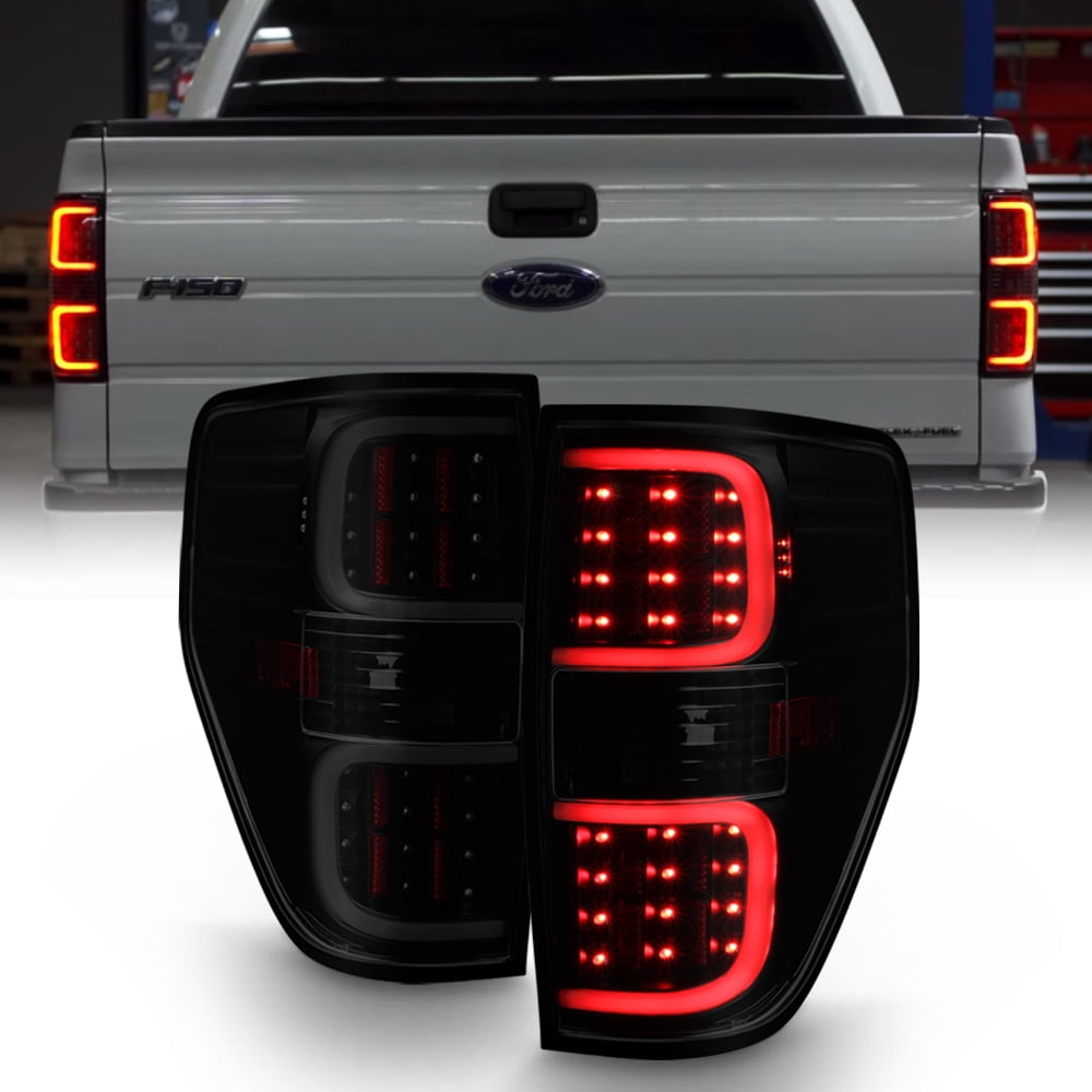 Black Smoked 2009-2014 Ford F150 F-150 LED Pyro Tube Tail Lights Brake ...