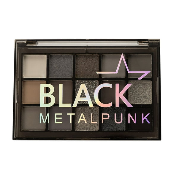 Black Smoky Eyeshadow Palette,15 Colors Goth Makeup,Silver Grey Eyeshadow,High Pigment,Long Wear,Cool Toned Eyeshadow Palette,Waterproof,Intense Color,for Daily & Halloween Vampire Clown,Blendable