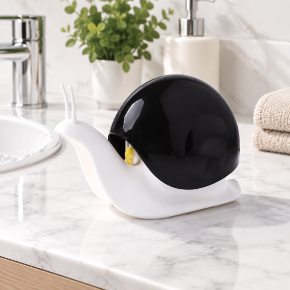 Black Snail Shape Plastic Soap & Lotion Dispenser, 120ml Capacity for Kitchen Bathroom