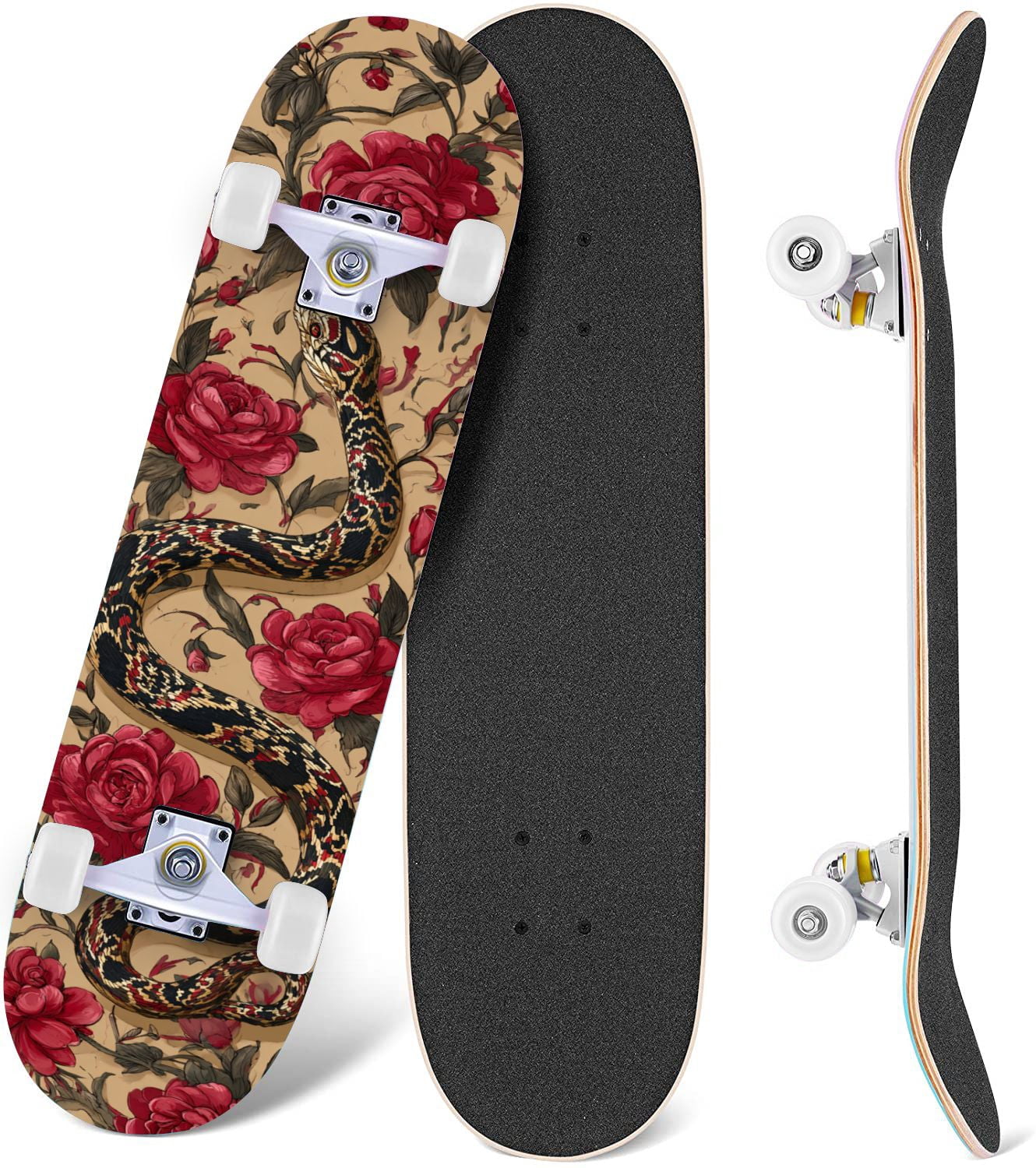 Black Snake Red Roses Elegant Wrapped Around Vibrant 31