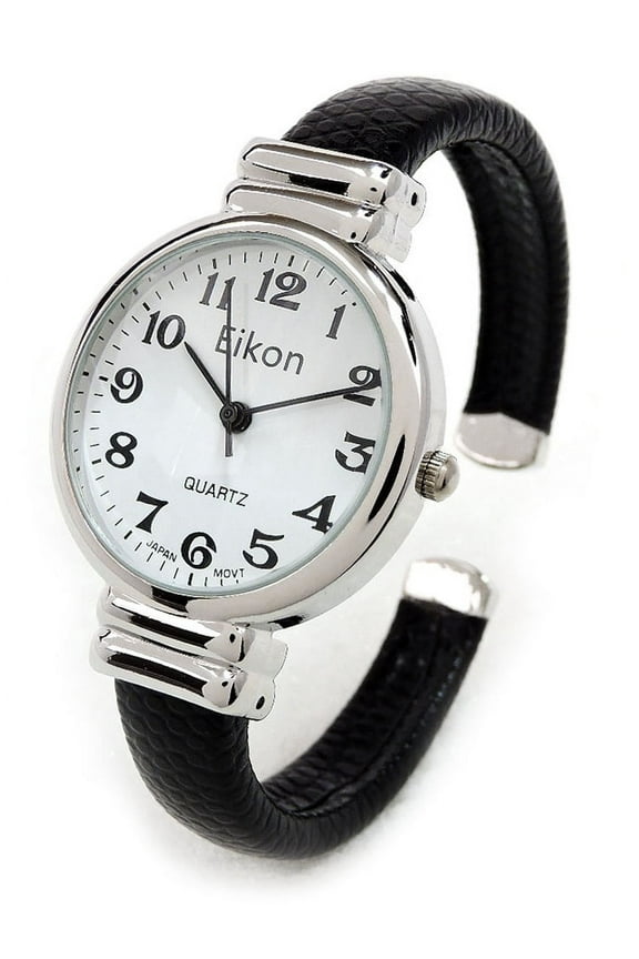 Black Snake Style Band Slim Case Women's Bangle Cuff Watch