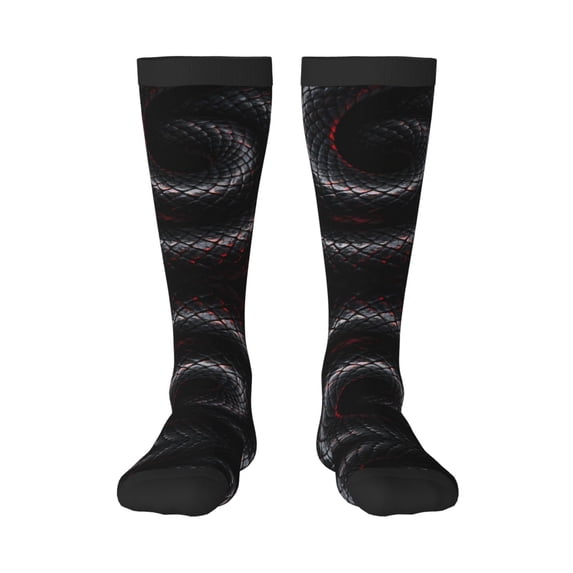 Black Snakeskin Knee High Socks for Women Long Leg Warmers Socks