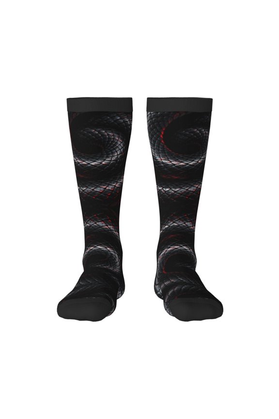 Black Snakeskin Knee High Socks for Women Long Leg Warmers Socks