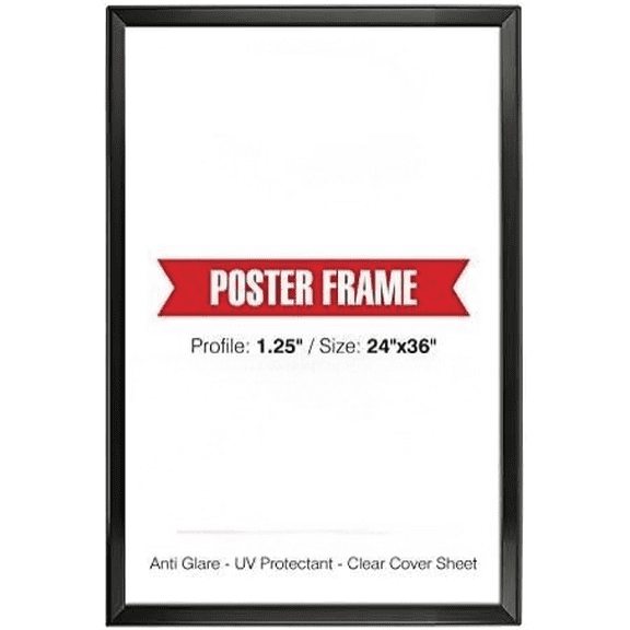Black Snap Frame with Safe Corner 24x36 Poster Frame 1.25 inches Aluminum Profile Front Loading Wall Mounting Display for Picture, Document or Certificate$$Other