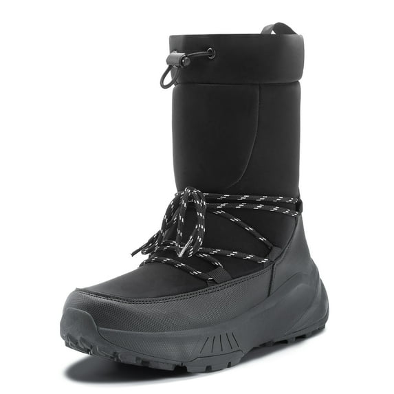 Black Snow Boots for Women Waterproof Outdoor Hiking Shoes Winter Warm Mid Calf Boots
