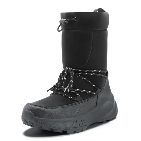 Black Snow Boots for Women Waterproof Outdoor Hiking Shoes Winter Warm Mid Calf Boots