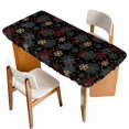 thumbnail image 1 of Black Snowflake Christmas Table Cloths for 6 Foot Rectangle Tables, Red Yellow White Snowflake Patio Waterproof Elastic Fitted Tablecloths, Washable Rectangular Table Cover for Camping, 1 of 8