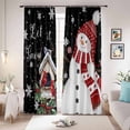 thumbnail image 1 of Black Snowman Christmas Blackout Curtains for Bedroom/Living Room, Pinch Pleated Black Out Curtains, Xmas Snowflake Birds Berry Winter Room Darkening Window Drapes with Hooks 2 Panels, 59"x70", 1 of 8