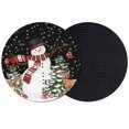 thumbnail image 1 of Black Snowman Christmas Coasters Set of 2, Absorbent Coasters for Drinks, Xmas Tree Ball Snowflake Elk Coaster for Desk Coffee Table Protection, Home Decor House Warming Gifts 4", 1 of 8