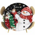 thumbnail image 1 of Black Snowman Christmas Round Tablecloth, Fitted Table Cover with Elastic for 36"-44" Round Tables, Snowflake Xmas Tree Winter Elk Table Cloth Outdoor Indoor Dinning Party Waterproof Tablecloths, 1 of 7