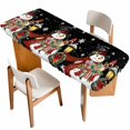 thumbnail image 1 of Black Snowman Christmas Table Cloths for 8 Foot Rectangle Tables, Xmas Snowflake Botanical Patio Waterproof Elastic Fitted Tablecloths, Washable Rectangular Table Cover for Camping, 1 of 8