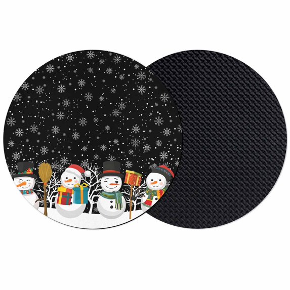 Black Snowman Coasters Set of 2, Absorbent Coasters for Drinks, Christmas Winter Snowflake Xmas Tree Coaster for Desk Coffee Table Protection, Home Decor House Warming Gifts 4"