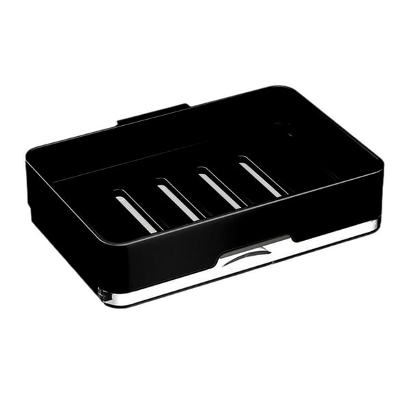 Black Soap Box Wall Mounted No Punch Double Soap Draining Box Bathroom Organizer With Removable Tray And Hooks 5.2 X 3.19 X 1.38 Inches Waterproof