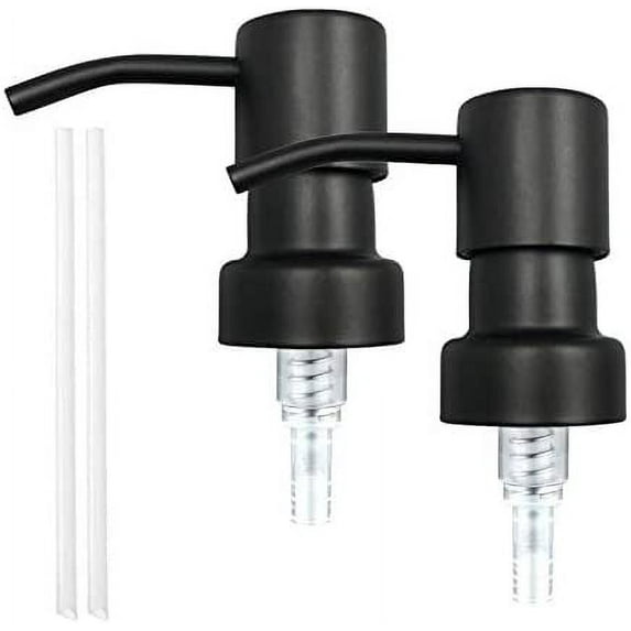Black Soap Lotion Dispenser Replacement Pump Stainless Steel Fit Standard 8oz / 16oz Boston Round Bottles Pack of 2