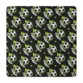 thumbnail image 1 of Black Soccer Balls with Green Elements Pattern Square Fitted Tablecloth with Elastic Edge,Square Table Cover,Washable Elastic Table Cover for Home Kitchen Party Decor 34"x34", 1 of 6