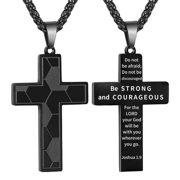 APSVO Black Soccer Themed Cross Necklace for Men Boys Stuff Accessories Pendant Chain Christian Religious Birthday Jewelry Gifts Ideas Teen Kids Boyfriend Son Dad Team Game Day Sports Athlete Age