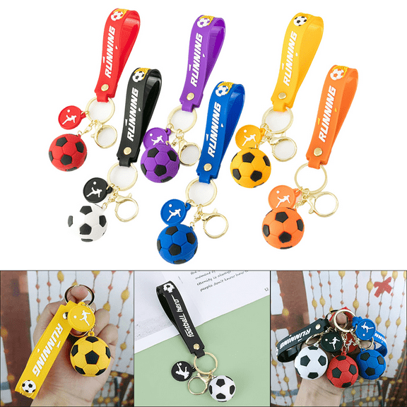 Black Soccer Keychain Gift, Novelty Key Chain for Boys Sports Fan Silicone Football Keyrings for Party Favors Reward Gift, Pvc Soft Rubber Football