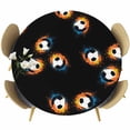 thumbnail image 1 of Black Soccer Round Tablecloth 36-44 Inch Round Fitted Table Cloth with Elastic Edge, Orange Blue Football Sports Waterproof Table Cover Protector for Outdoor Picnic Party Dining, 1 of 9