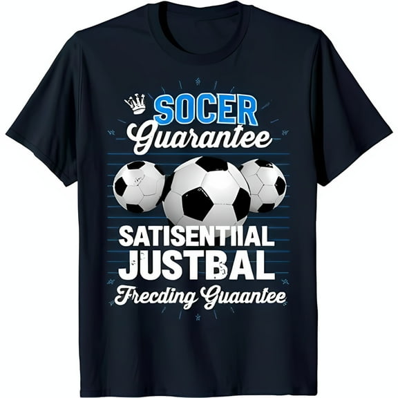 Black Soccer T-Shirt with Three Soccer Balls & 'Soccer ' Graphic
