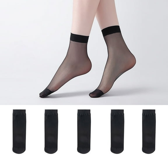 Black Socks 10 Pack Women's Nylon Socks Ankle High Pantyhose