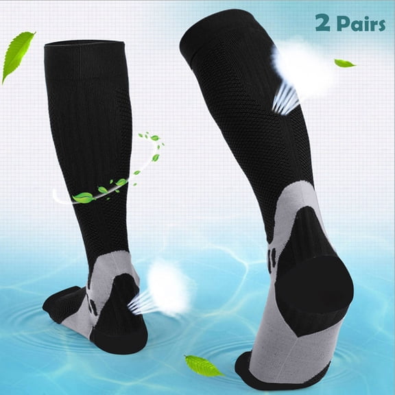 Black Socks 2Pairs Of Men Women Light Compression Sports Running Socks Elastic Stockings