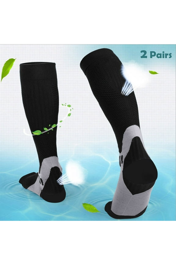 Black Socks 2Pairs Of Men Women Light Compression Sports Running Socks Elastic Stockings
