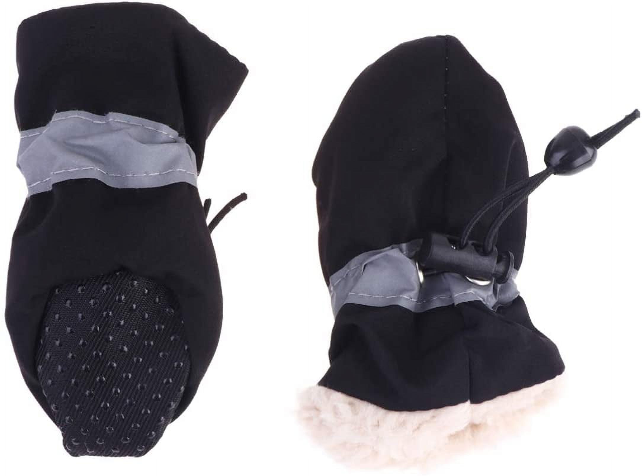 Black Socks 4PCS Dog Winter Boots, Fleece Warm Puppy Snow Booties, Anti ...