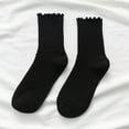 thumbnail image 1 of Black Socks 5pc Women's Socks Ruffle Cuff Casual Socks Cute and Comfortable Knitted Ruffled Socks for All Seasons, 1 of 6