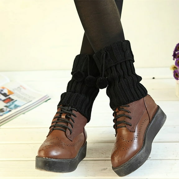 Black Socks Fashion Womens Ladies Twist-Knitted Leg Warmers Socks short flap Boot Cover
