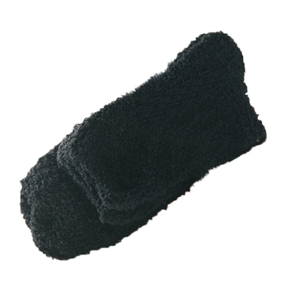 Black Socks Home Men Boy Soft Bed Floor Socks Fluffy Warm Winter Pure Color