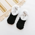 thumbnail image 1 of Black Socks Ladies Warm Solid Color Floor Socks Non Slip Plush Knitted Coral Fleece Socks, 1 of 3