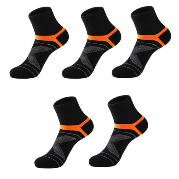 Black Socks Men's Mid Length Socks Sports Socks Basketball Socks Low Cut Anti Slip Sweat Absorbing Breathable and Thickened Running Socks 5 Pairs